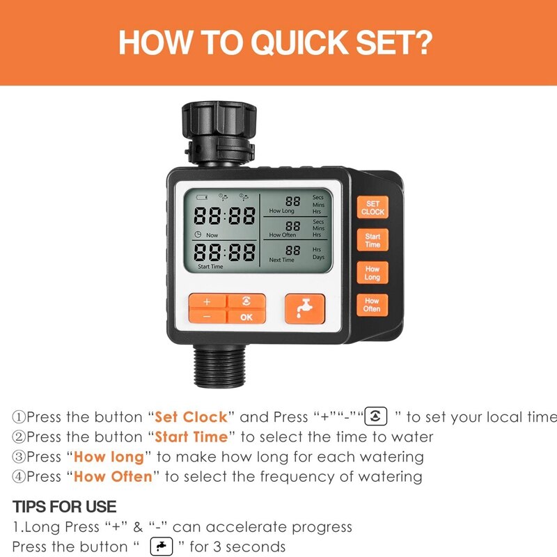 Timer trädgård elektronisk bevattning timer automatisk bevattning bevattning kontroll lcd-skärm solenergi trädgårdstimer 2
