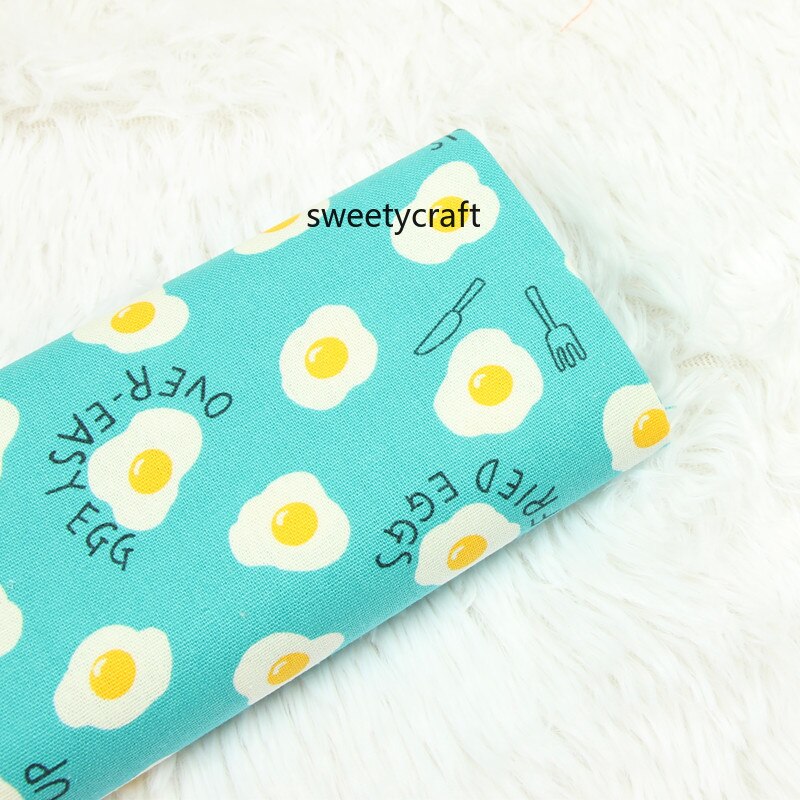 110 x 45cm dikke katoenen linnen stof gebakken eieren bedrukt diy naaitassen tafelkleed knutselmateriaal huisdecoratie doek: 110160cm / Katoenen stoffen 04