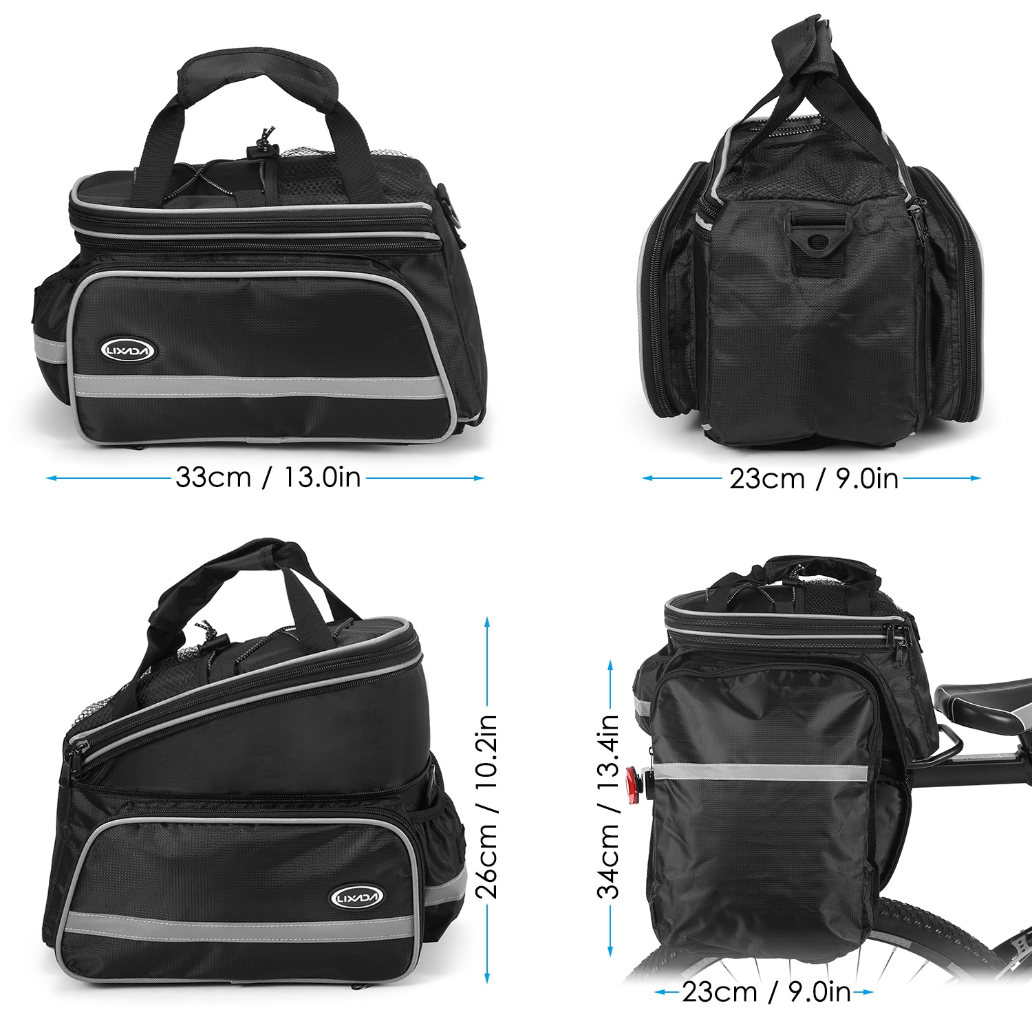 Lixada Fiets Rear Seat Bag Fietsen Fiets Kofferbak Tas 25L Grote Capaciteit Waterdichte Bike Fietstas Schoudertas Met Regen cover