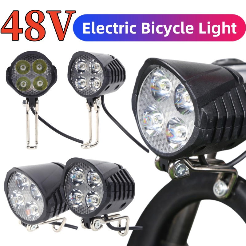 Luz de bocina para bicicleta eléctrica de 48V, faro LED para patinete eléctrico de alta potencia, lámpara frontal impermeable, accesorios para ciclismo al aire libre