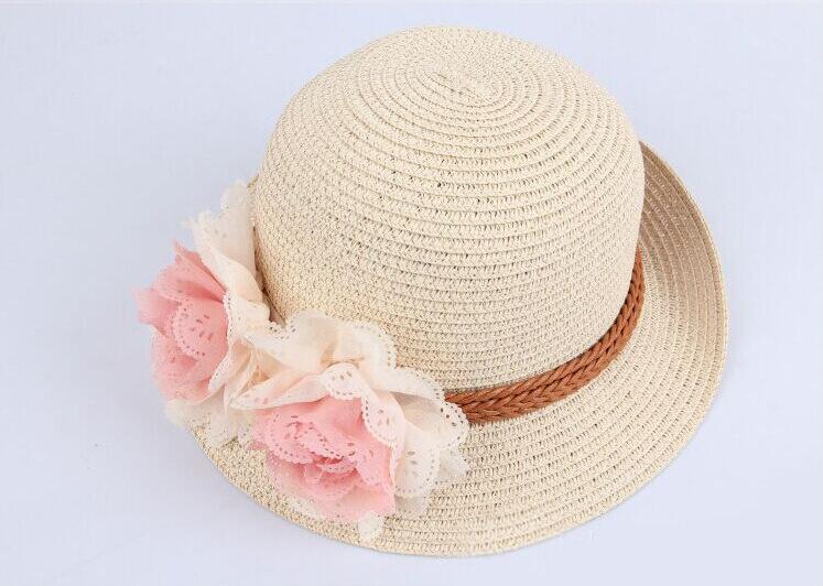 2017 nowe letnie dzieci kwiatowy kapelusze słomkowe kapelusz fedora dzieci przyłbica plaża słońce dziewczynek Sunhat szeroki kapelusz z opadającym rondem Panama dla dziewczyny: 2