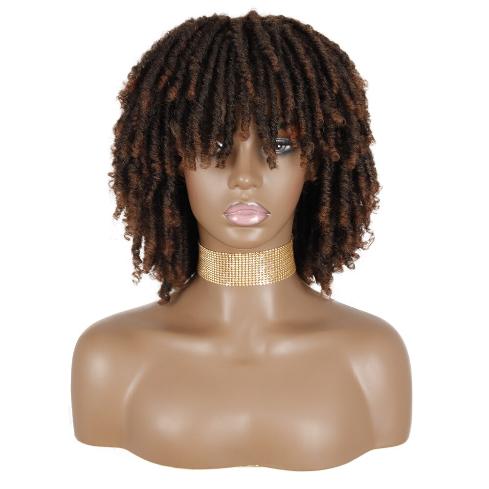 AZqueen African Curly Hair Wigs For Black Women Natural Styling Twist Braid Wigs Synthetic Black Short Dreadlock Braided Wigs: Natural Color