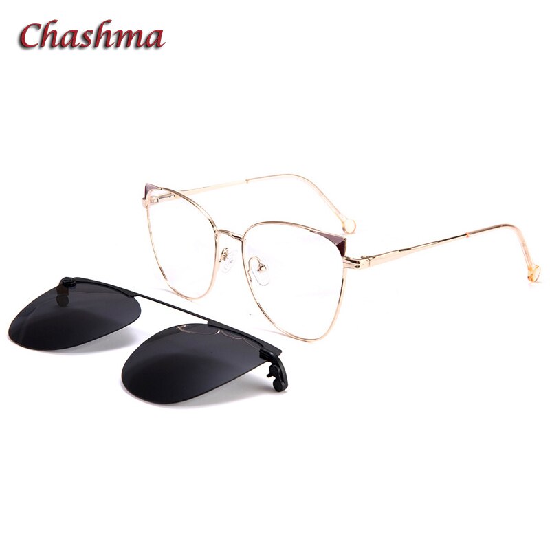 Chashma-Clips para gafas de sol con bisagra magnética para mujer, lentes ópticas graduadas, Ojo de gato, UV400: C1