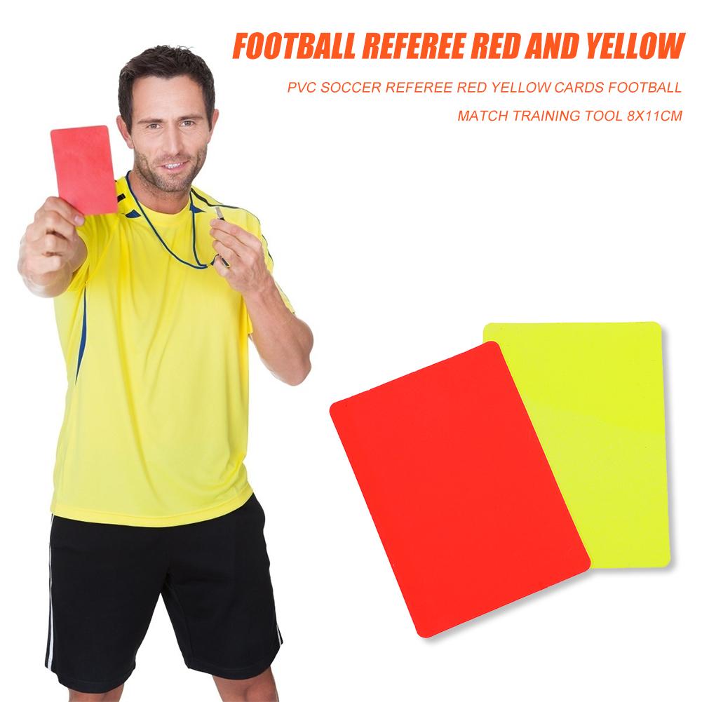 2pcs PVC Soccer Match Referee Red Yellow Cards Team Entertainment Football Match Training Tool Soccer Sport Supplies Outdoor Use