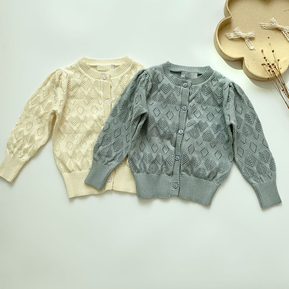 Cárdigan de punto para niñas pequeñas, suéter con agujeros para primavera y verano, AA5778, 2022