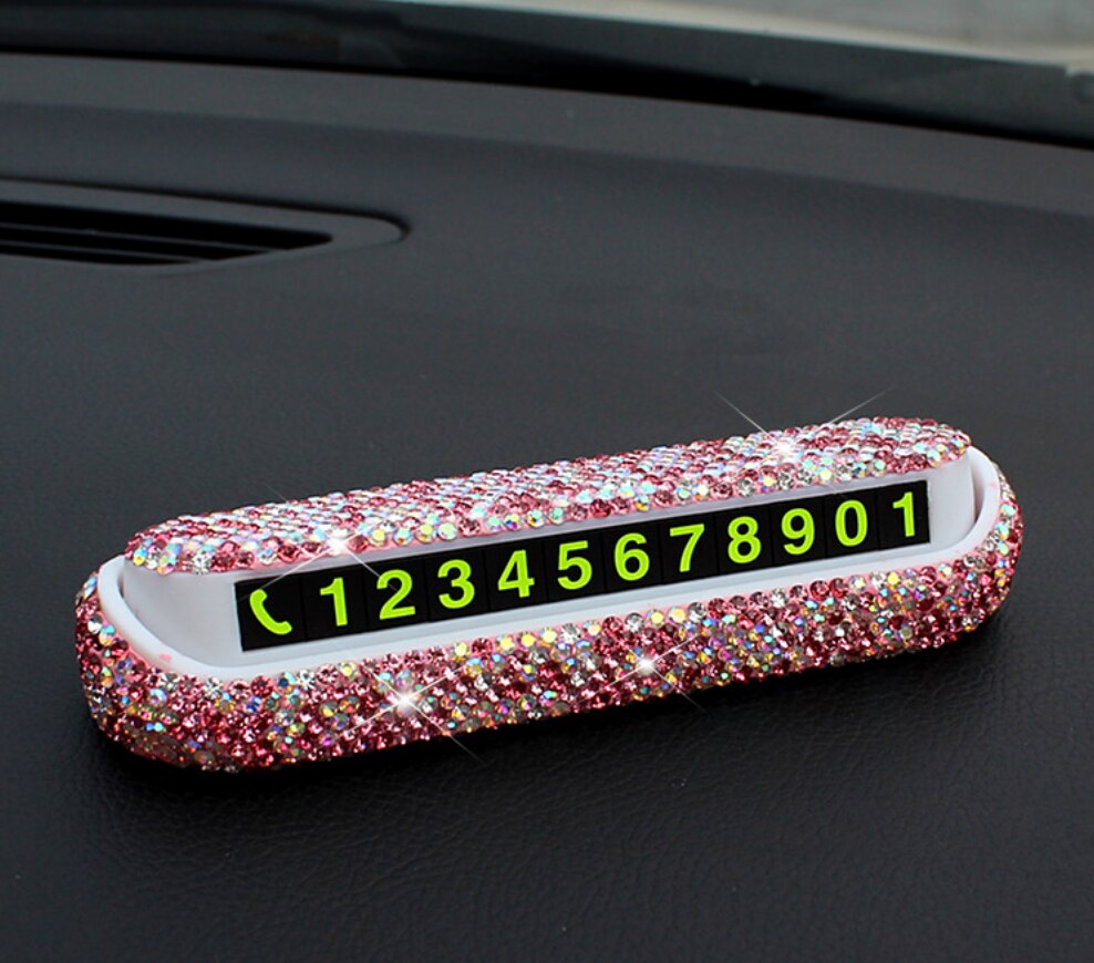 Car phone number plate universal personality decoration DIY for Toyota Yaris Hiace Prius V Hilux Land Tacoma Tercel Tiara Van: Pink