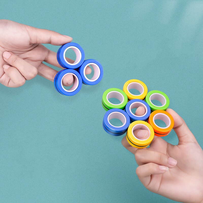 Anti-Stress Finger Magnetic Rings Kids Decompression Fingertip Toys Magic Ring Props Tool For Autism ADHD Anxiety Relief Focus