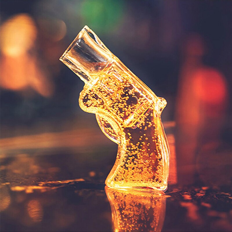 Creatieve Revolver Vorm Cups Transparant Bier Vodka Whisky Glaswerk Bar Persoonlijkheid Wijnglas Moderne Art Stijl Voor Mannen