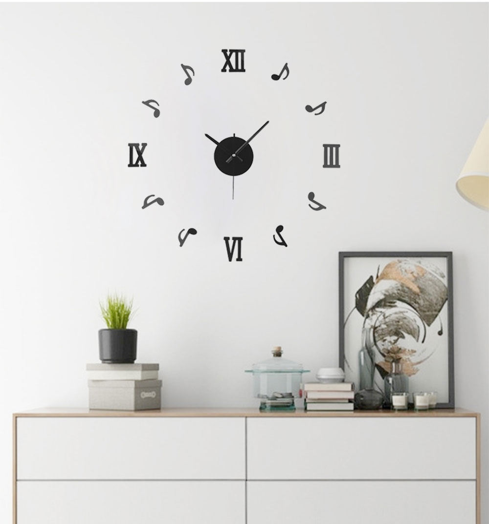 27'' DIY 3D Acrylic Musical Note Wall Clocks Stickers Arrivals Quartz Clock Needles Modern Home Decor Relogio De Parede