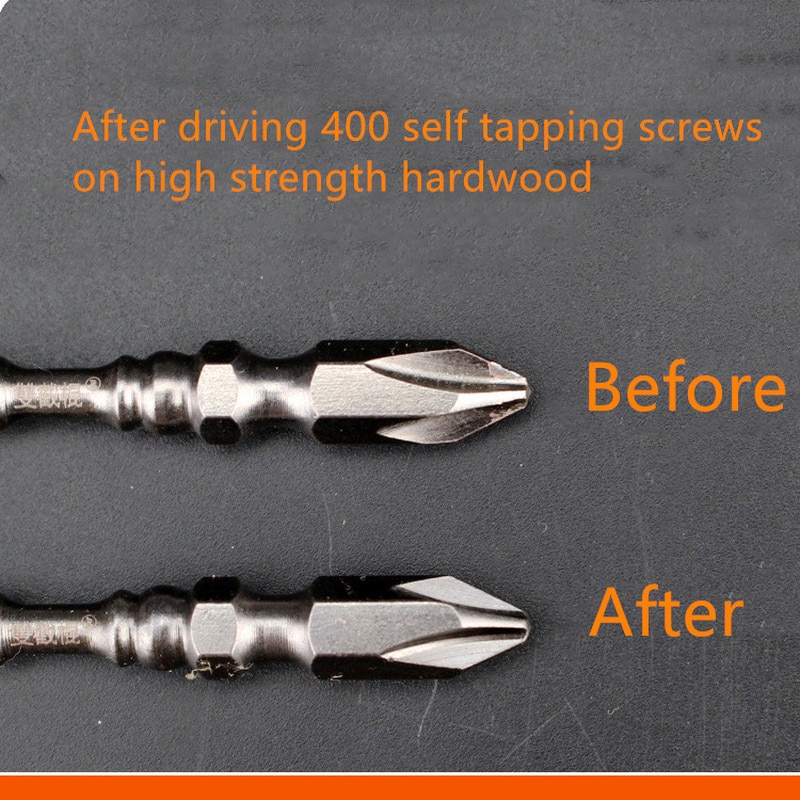 1/4 "Kruis Schroevendraaier Bit Dubbele Hoofd Elektrische Schroevendraaier Set Hardheid Magnetische 65Mm Kruis Schroevendraaier Bit Gereedschap