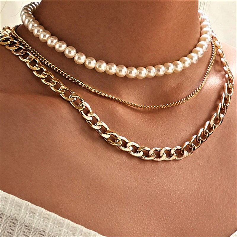 Cuban Gold Thick Chain Choker Necklace For Women Men Trendy Hip Hop Big Chunky Short Chain Choker Necklaces Jewelry: CS5189