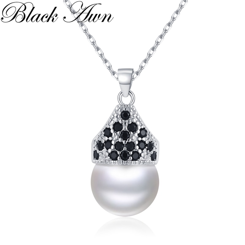Schwarze ahne silber halskette, echte 100% 925 Sterling silber schiebehalskette damenschmuck klassische runde halsketten & anhänger  k074