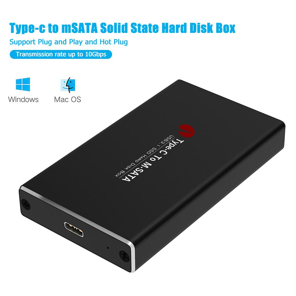 Type C to mSATA SSD Mobile Case Box USB3.1 Ultra-fast and Large Capacity Data Transfer Solid State Drive External Enclosure