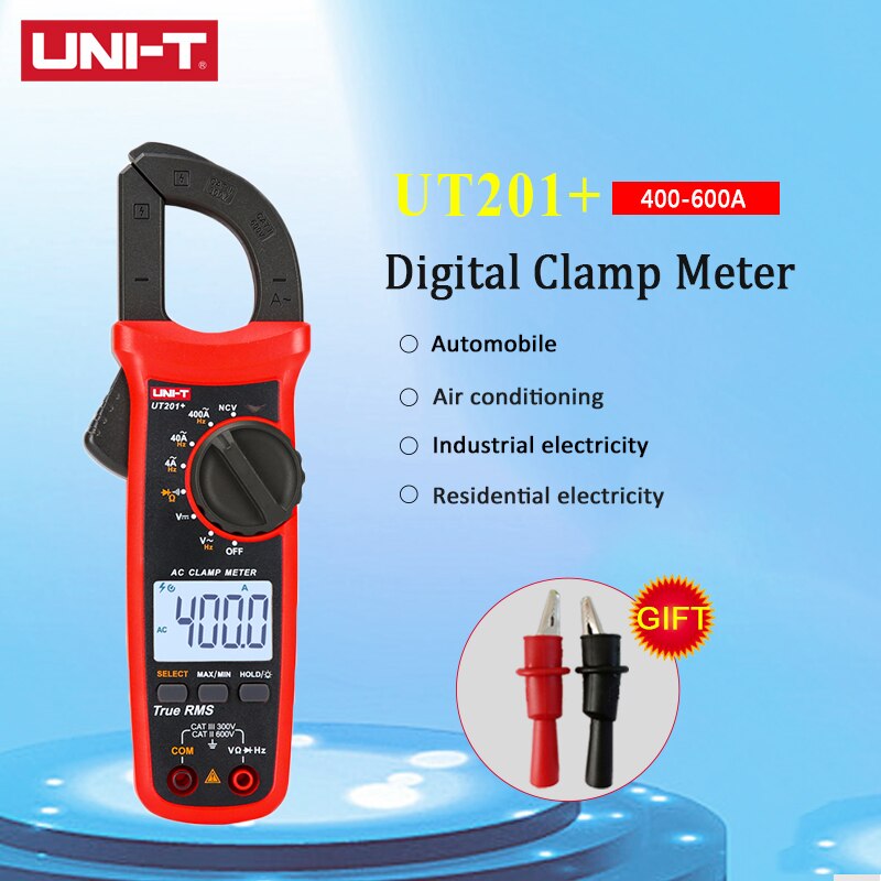 UNI-T UT201+/UT202+/UT202A+/UT203+/UT204+ Digital Clamp Multimeter AC DC current voltage Multimeter Capacitance Temperature Test: UT201Plus