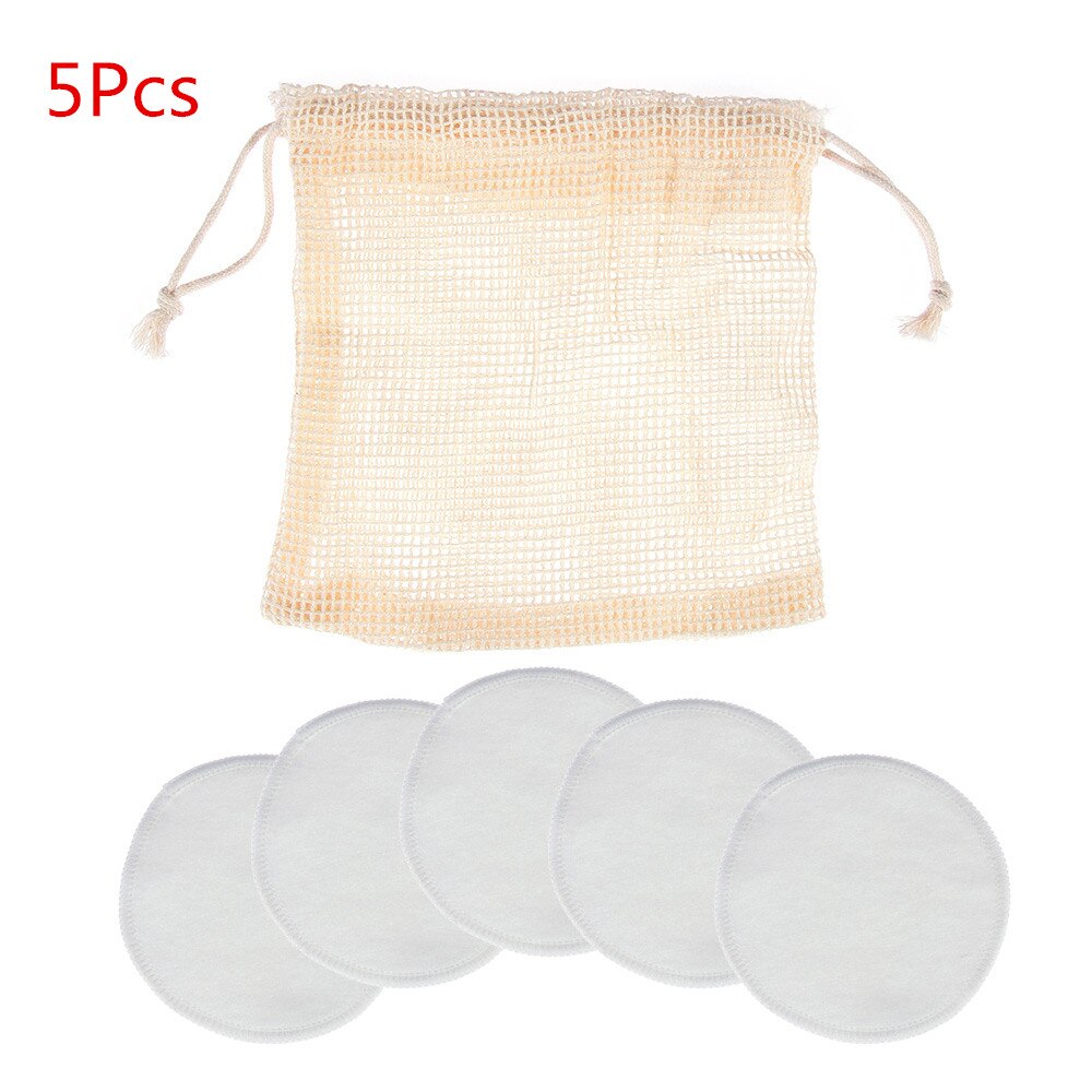 Toallitas desmaquillantes reutilizables de algodón, lavables, 6/12 Uds.: 5 Pcs White