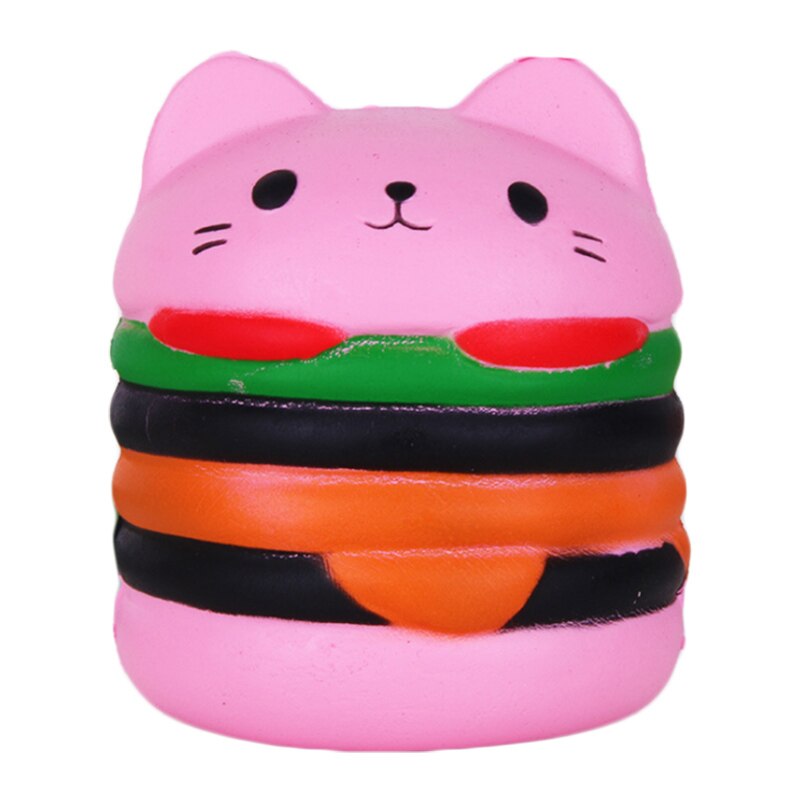 Jumbo Katze Gesicht Burger Squishy Simulierte Brot PU Duft Weich Langsam steigend quetschen Spielzeug betonen Linderung Baby Art Spielzeug Weihnachten: Rosa