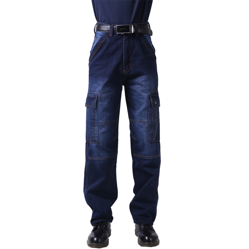 Pantalones vaqueros holgados de estilo hip hop para hombre, pantalón vaquero Punk desgastado de talla grande 30-46, con bolsillos grandes, para monopatín, Rap