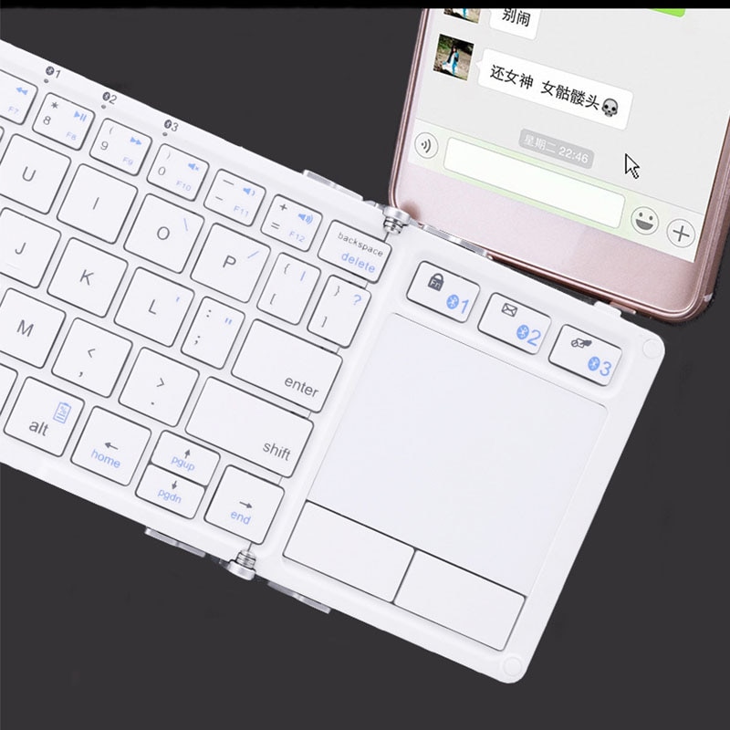 Portable Touchpad Folding Keyboard Bluetooth Wireless For iPad Tablet Keyboard Rechargeable Twice Fold Keypad For IOS Android