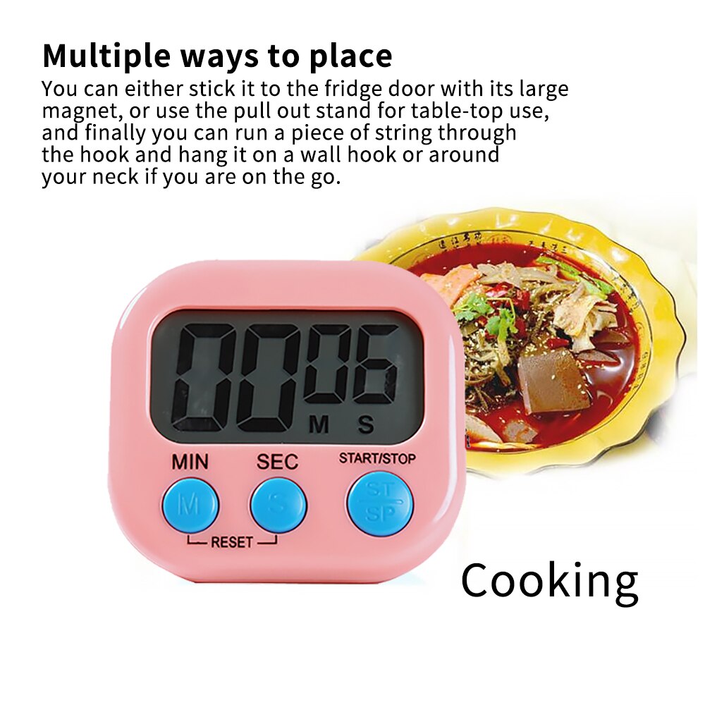 Large Magnetic LCD Digital Kitchen Countdown Timer Stopwatch Alarm With Stand Kitchen Timer Practical Cooking Alarm Clock