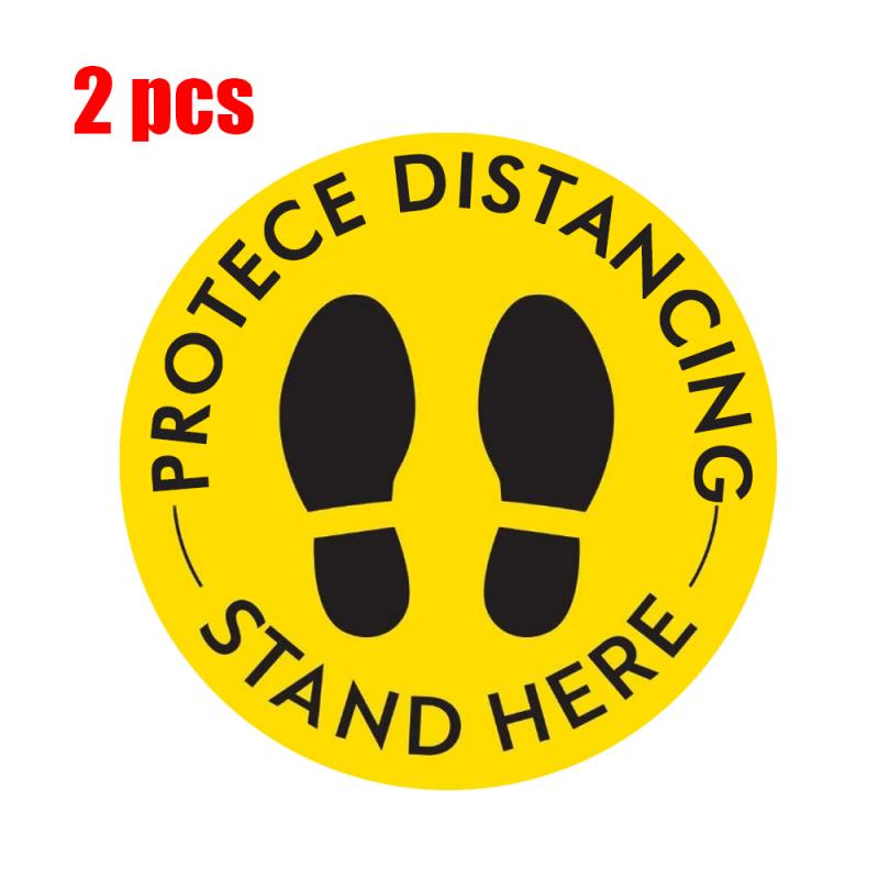 2pc Public PROTECE DISTANCING Floor Signs Stickers Keep 6 Feet Away Waterproof Safety Floor Signage For Entrances Checkout Lines: 2pcs yellow