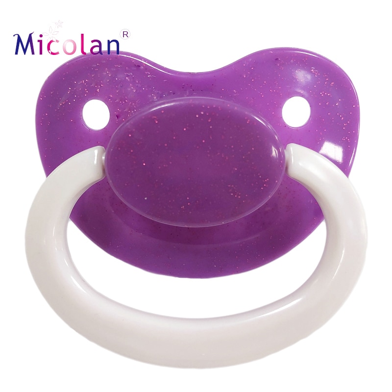 Multicolour ABDL Adult Baby Sized Pacifier Nipple Dummy Purple Gltter WIth White Silicone DDLG Pacifier