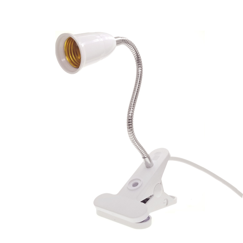 360 grader fleksibel lampeholderklip  e27 base led bordbordlampe boglysholder med tændt kontaktfødder