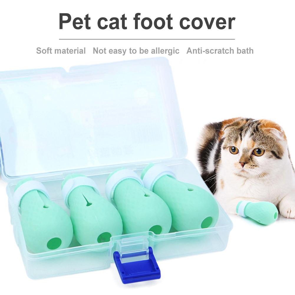 4Stck Anti-kratzen Katze Schuhe Kätzchen Pflege Stiefel Krallen Abdeckung Pfote Schutz