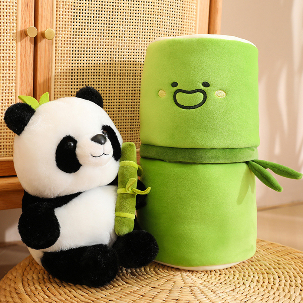 Ensemble de Panda en Tube de bambou Kawaii, jouet en peluche mignon, poupée ours en peluche, réversible, de saint-valentin pour enfants