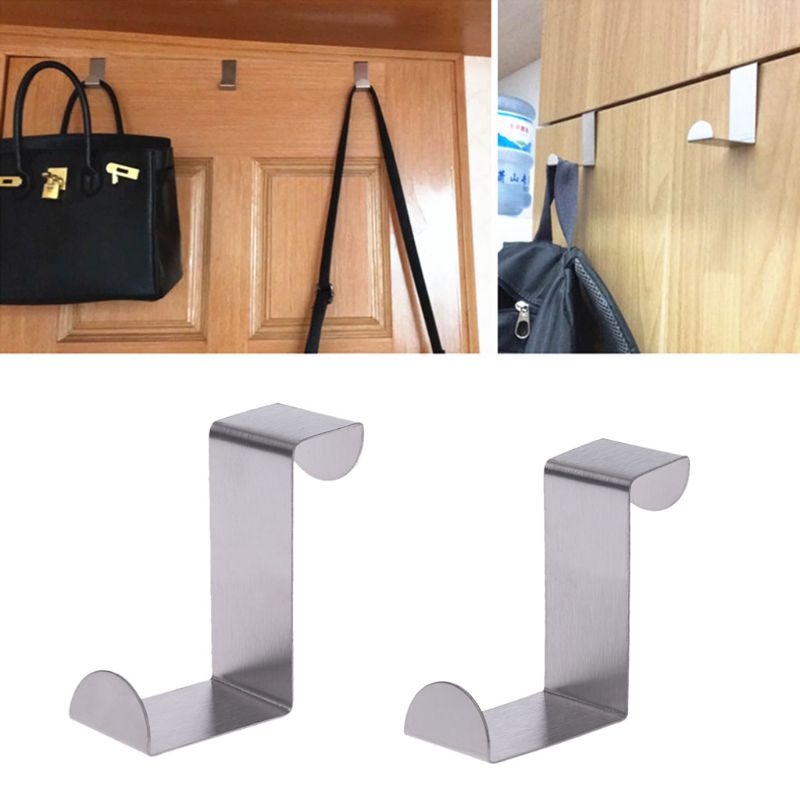 Stainless Steel Over Door Hook Kitchen Cupboard Drawer Cabinet Clothes Holder Organizer