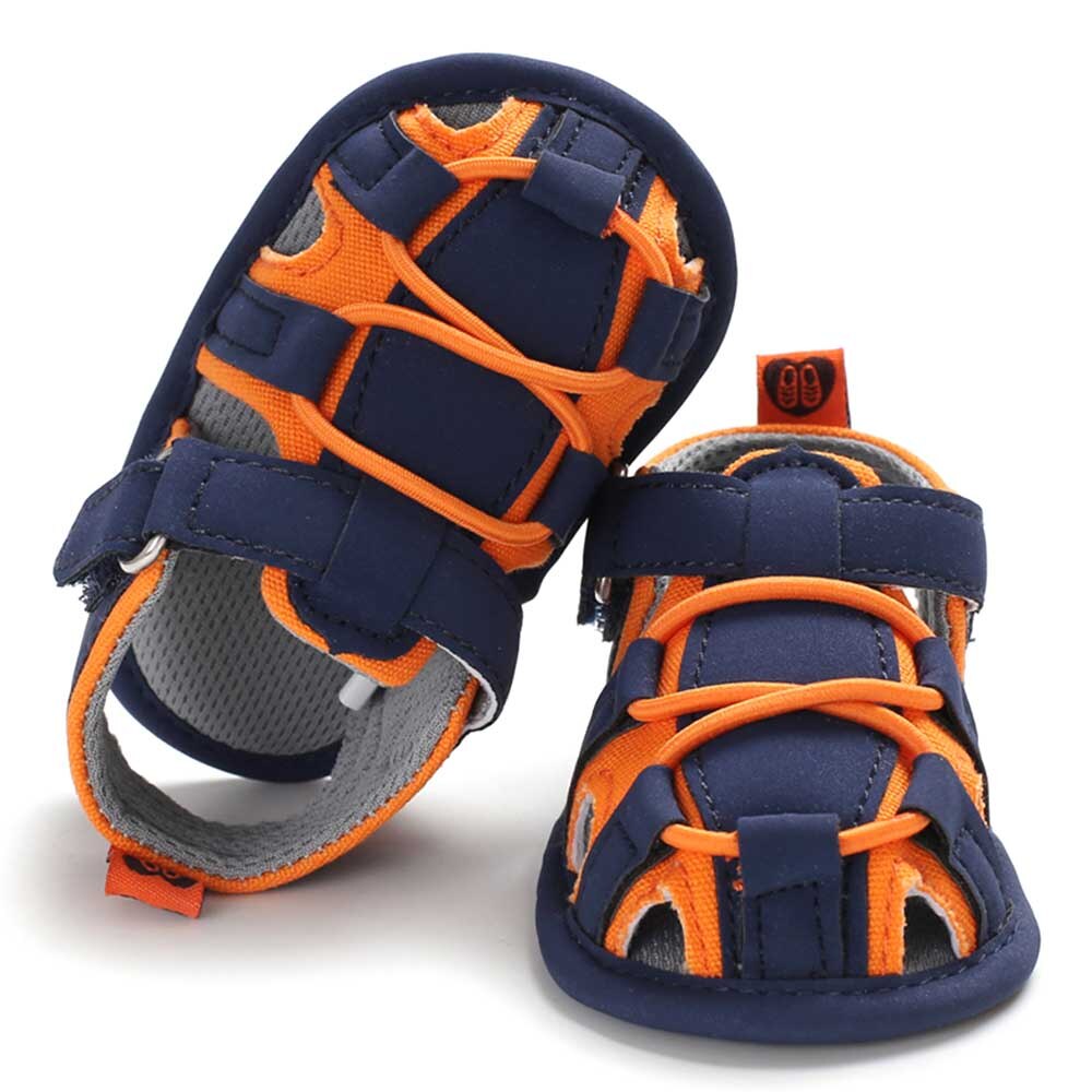 Summer Baby Boys Pu Leather Anti-Slip Breathable Sandals Mixed Color Shoes Toddler Soft Soled Garden Shoes Beach Shoes: Orange / 13-18 Months