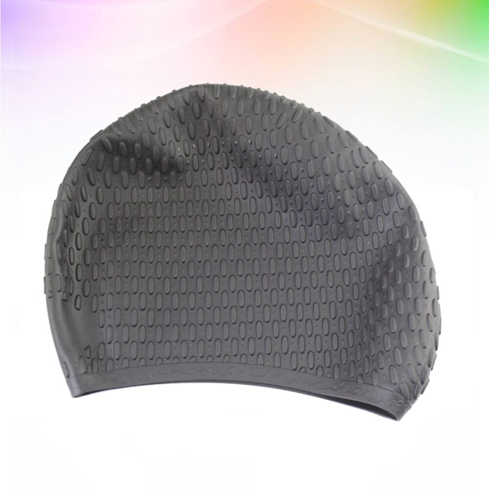 Useful Silicone Swimming Cap Practical Waterproof Swim Pool Hat Long Hair Ear Protection Swim Caps for Female (White)