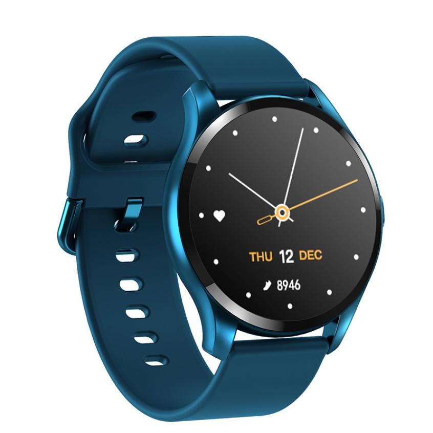 T88 310mah pulseira inteligente monitor de temperatura do corpo círculo tela freqüência cardíaca pressão arterial esportes correndo à prova dwaterproof água relógio: Blue