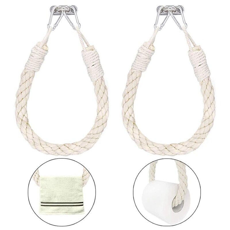 Soporte de papel higiénico para Portarrollos de papel, cuerda de cáñamo con gancho para papel higiénico