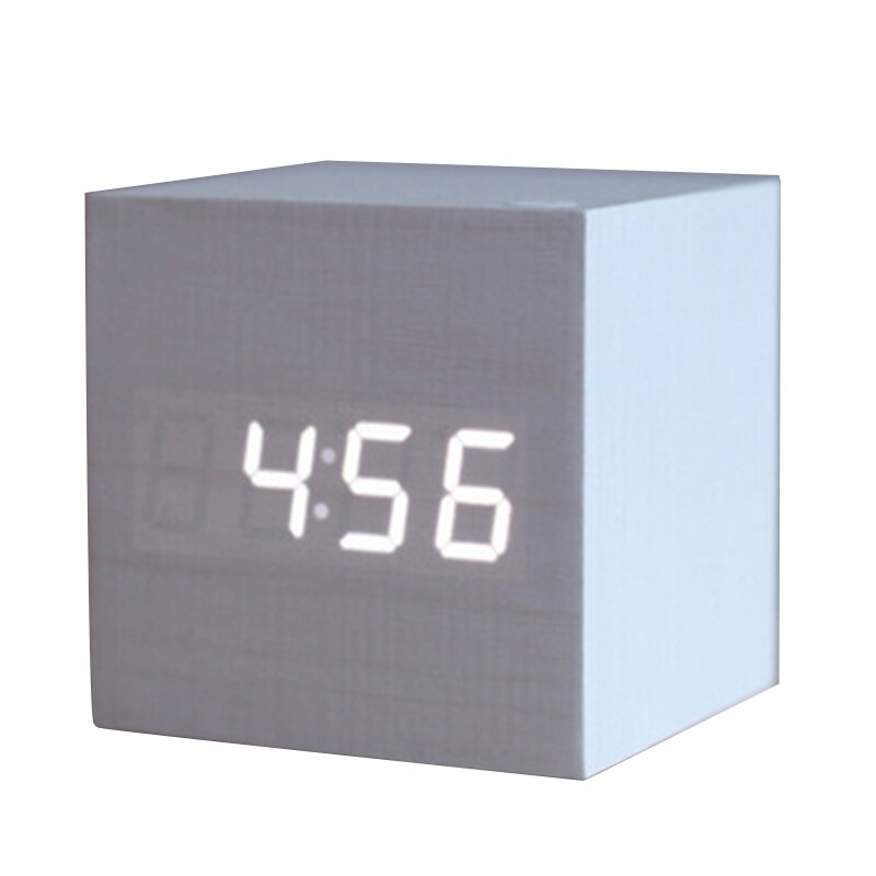 Wooden Led Alarm Clock Electronic Digital Display Time Clock Mute Cube Clocks for Home Bedroom Dormitory Waking Up Wood Trend