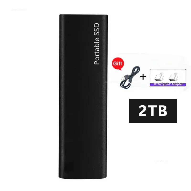 Bärbar ssd 1tb extern hårddisk med hög hastighet 2tb ssd-enhet, usb 3.1 typ-c-lagringsenhet för bärbar/stationär/mac /pc 64gb: Svart