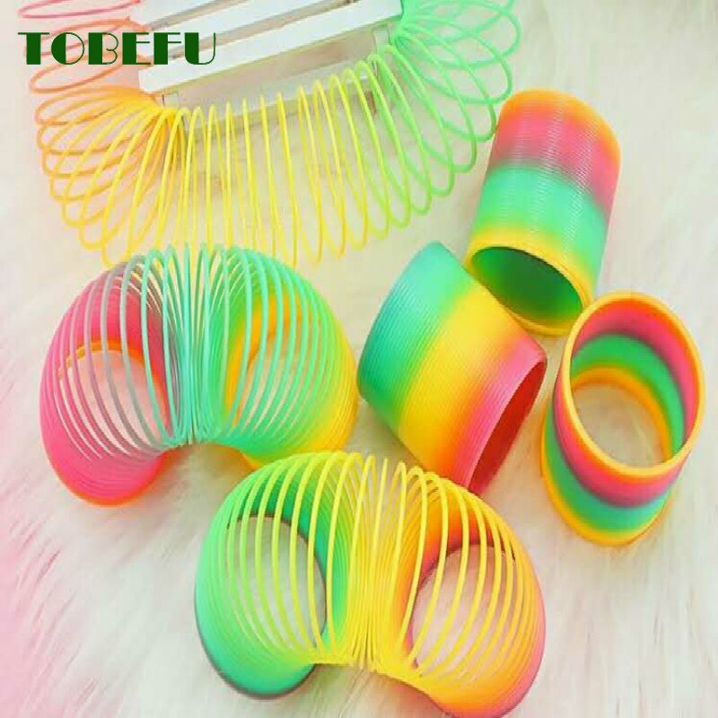 TOBEFU 1PC Rainbow Circle Funny Toys Early Development Educational Folding Plastic Spring Coil Children&#39;s Magical Toys