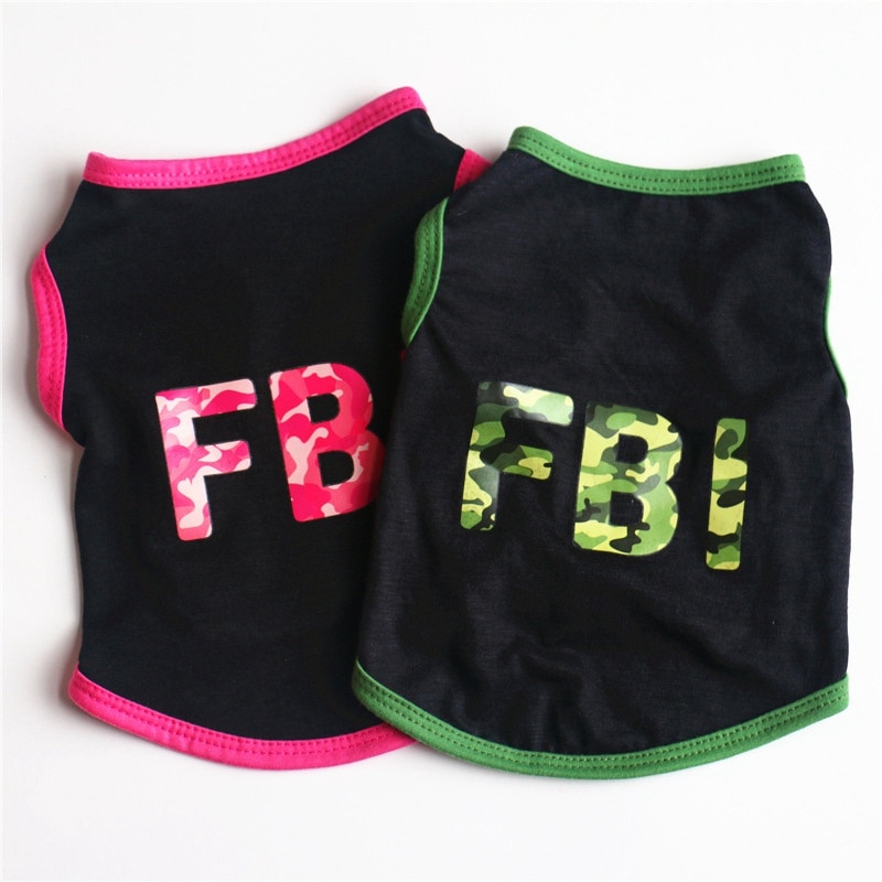 Pet Clothes For Dogs Letter Printing Cooling Vest Sleeveless Dog T-Shirt FBI Police FBI Grid Clothes Poodle Clothes E