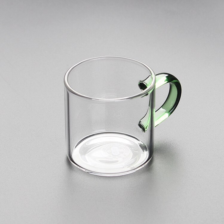 90ml Glass Small Tea Cup High borosilicate Transparent shot glasses set Heat Resistant Glass Small Tea Cup With Color Handle: Green