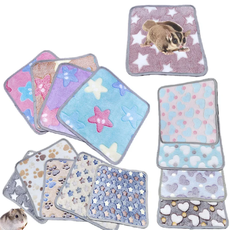 Hamsterfilt för marsvin, mjuk, varm bädd, sovmatta, flanellfleece, underlägg för kaniner, igelkottar, små husdjurstillbehör