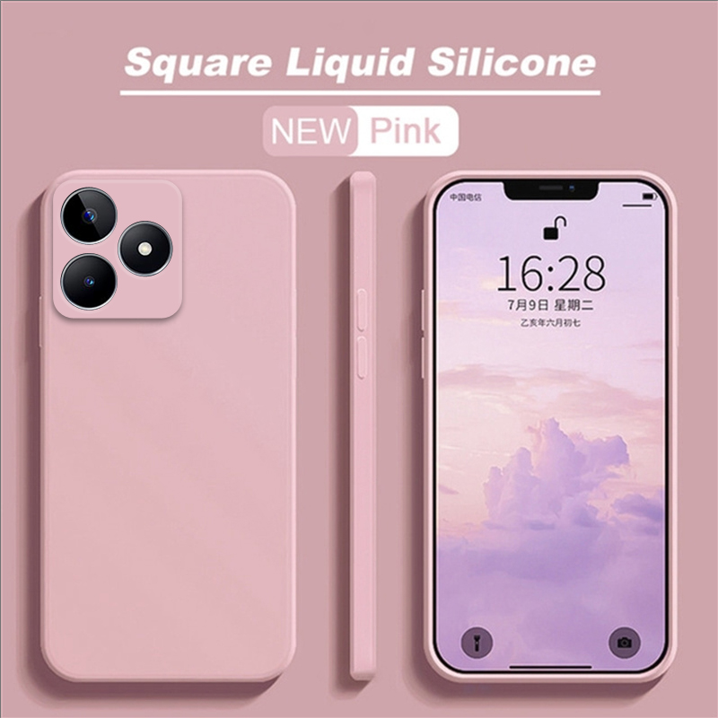 Para Realme C53 funda protectora de goma de silicona líquida funda de teléfono para Realme C53 funda para Realme C53 C55 C35 C51: aluminio / Rojo