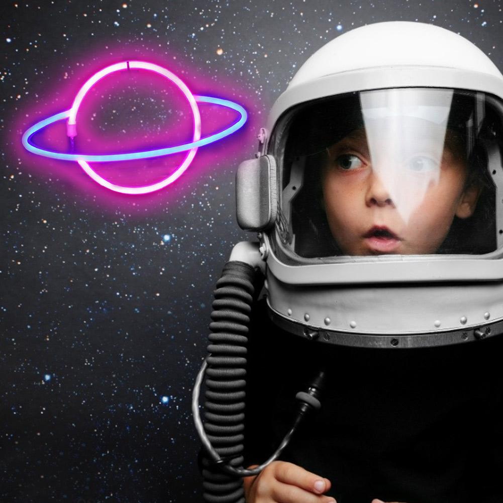 Children's Room LED Planet Neon Light Signs USB Or Battery Powered Soft Night Light Party Supplies For Home Bar Decoration