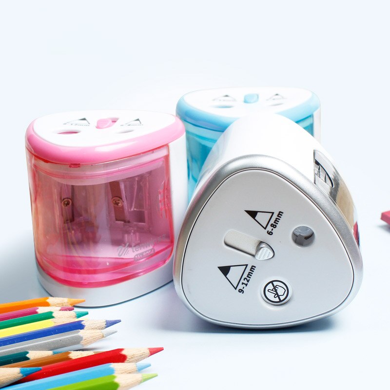 Sacapuntas eléctrico automático con 2 orificios dobles, sacapuntas, cortador para escuela, suministros de papelería de oficina con batería
