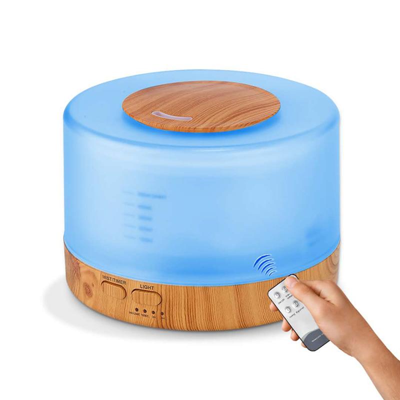 500ml Ultrasonic Aromatherapy Diffuser Color Changing System Essential Oil Diffuser And Humidifier With Remote Controller: with EU PLUG