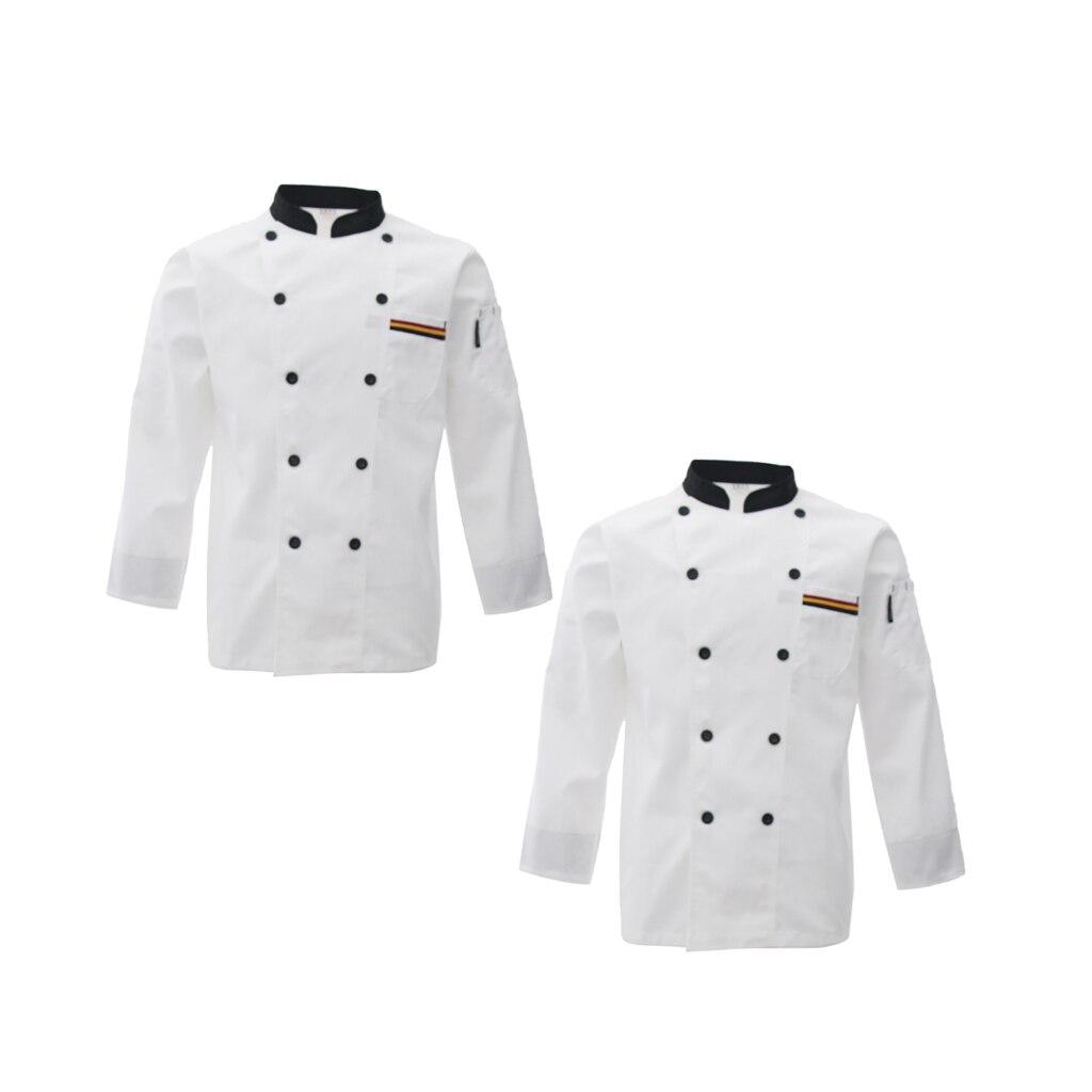2Pcs White L CHEF COAT JACKET CHEFS White COAT CHEFWEAR UNISEX GOOD