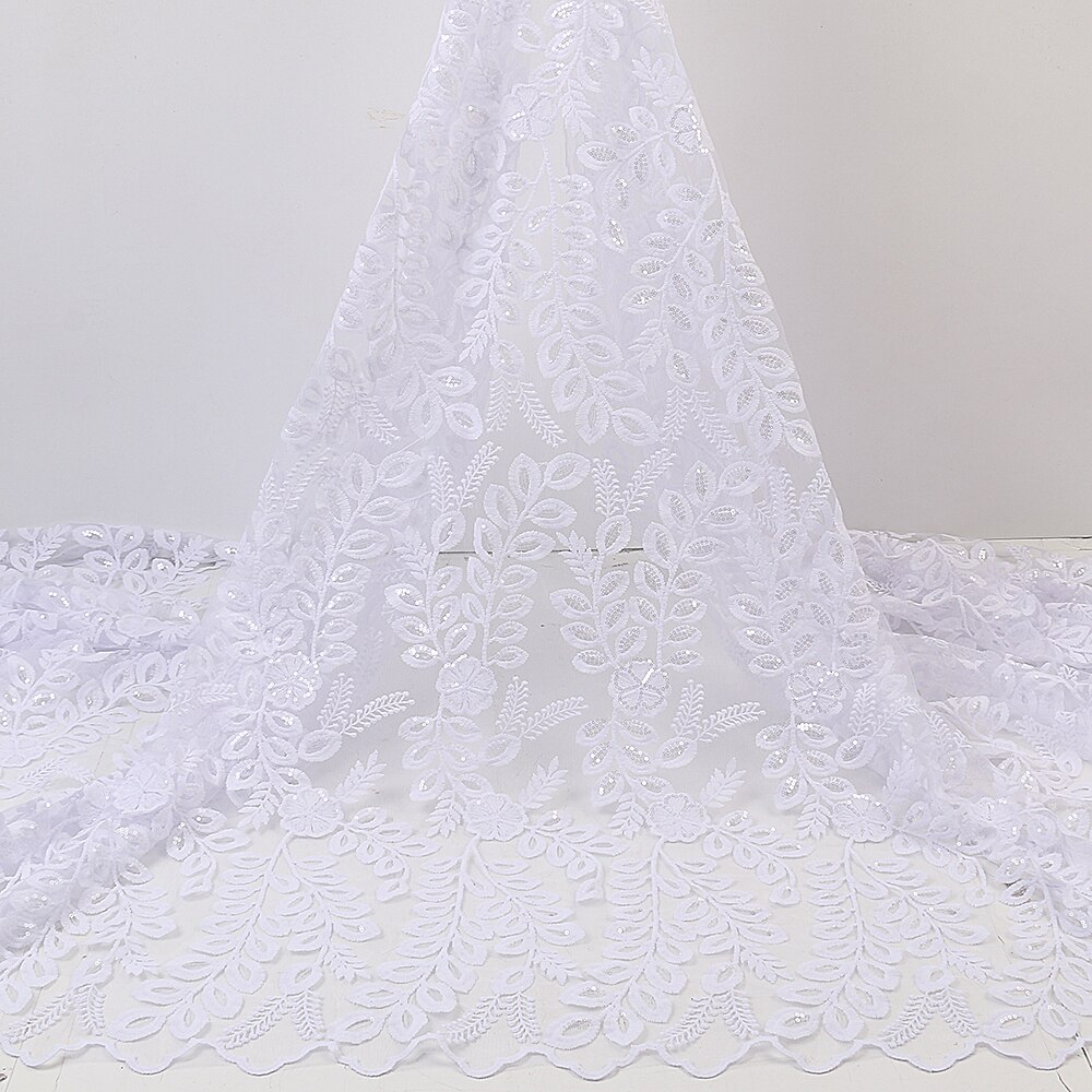 French Lace Fabric Bridal African Lace Fabric Sequins Milk Silk Lace Material For Party Sewing YA3812B-4: Picture 6