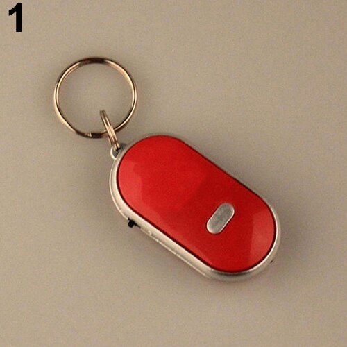 Localisateur de clés Anti-perte LED, localisateur de porte-clés, sifflet, contrôle du son, torche: Rouge