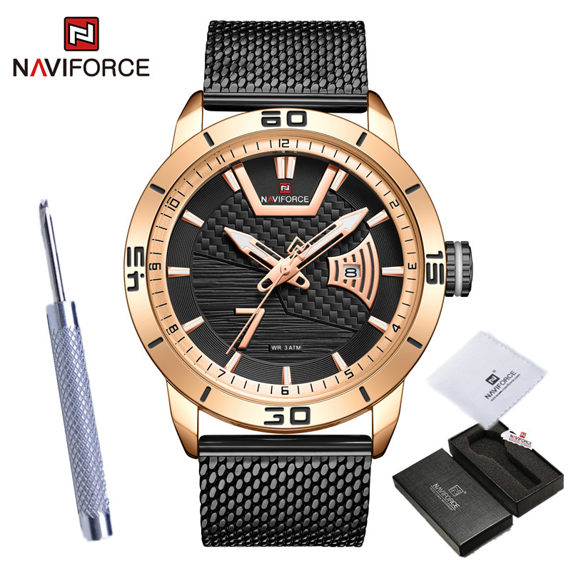 Top Brand Naviforce Business Heren Horloges Roestvrij Stalen Band Horloges Waterdicht Mannen Klok Relogio Masculino: RGB BOX