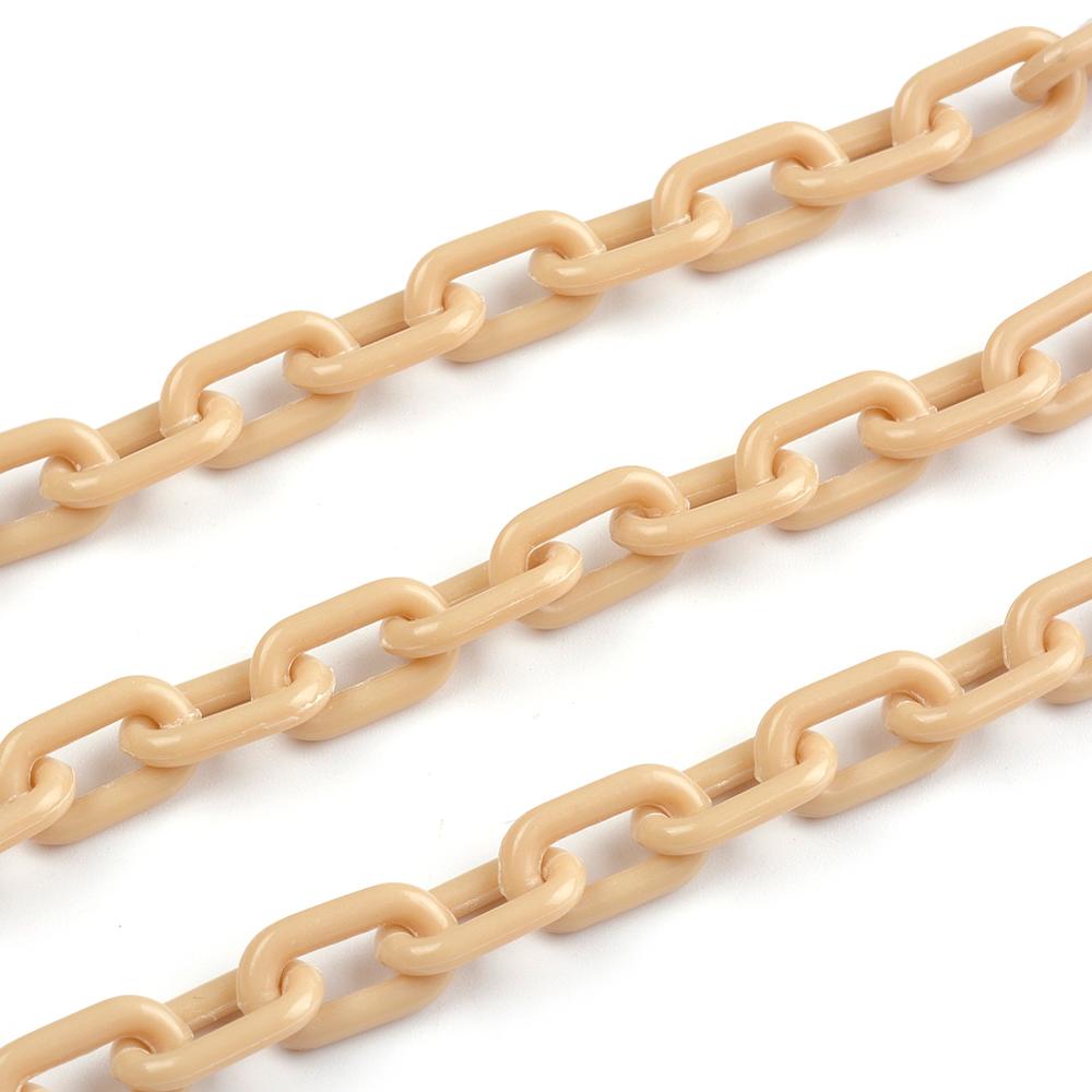 40 cm kleurrijke acryl schakelketting karabijn sleutelhangers voor ketting armband maken van kleurrijke ketting plastic kettingschakels: Beige