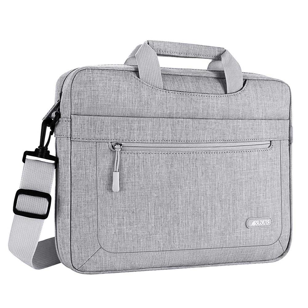 MOSISO Laptop Shoulder Bag - Waterproof Messenger Case for 13-17 inch Laptops - Business & Travel Handbag: Light Gray / 13-inch