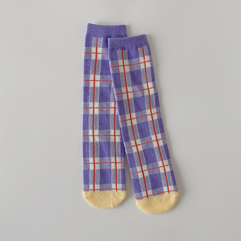 [C129] formato libero 1 paia 1-12T moda bambino Trendy colore brillante cotone calza a tubo lungo assorbente del sudore: F